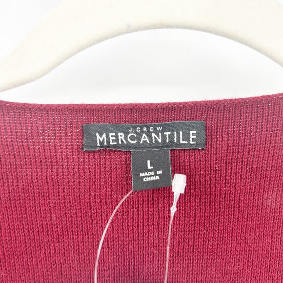 NWT J. Crew Mercantile Womens Collarless Sweater Blazer Cardigan Size L Burgundy - Picture 2 of 6